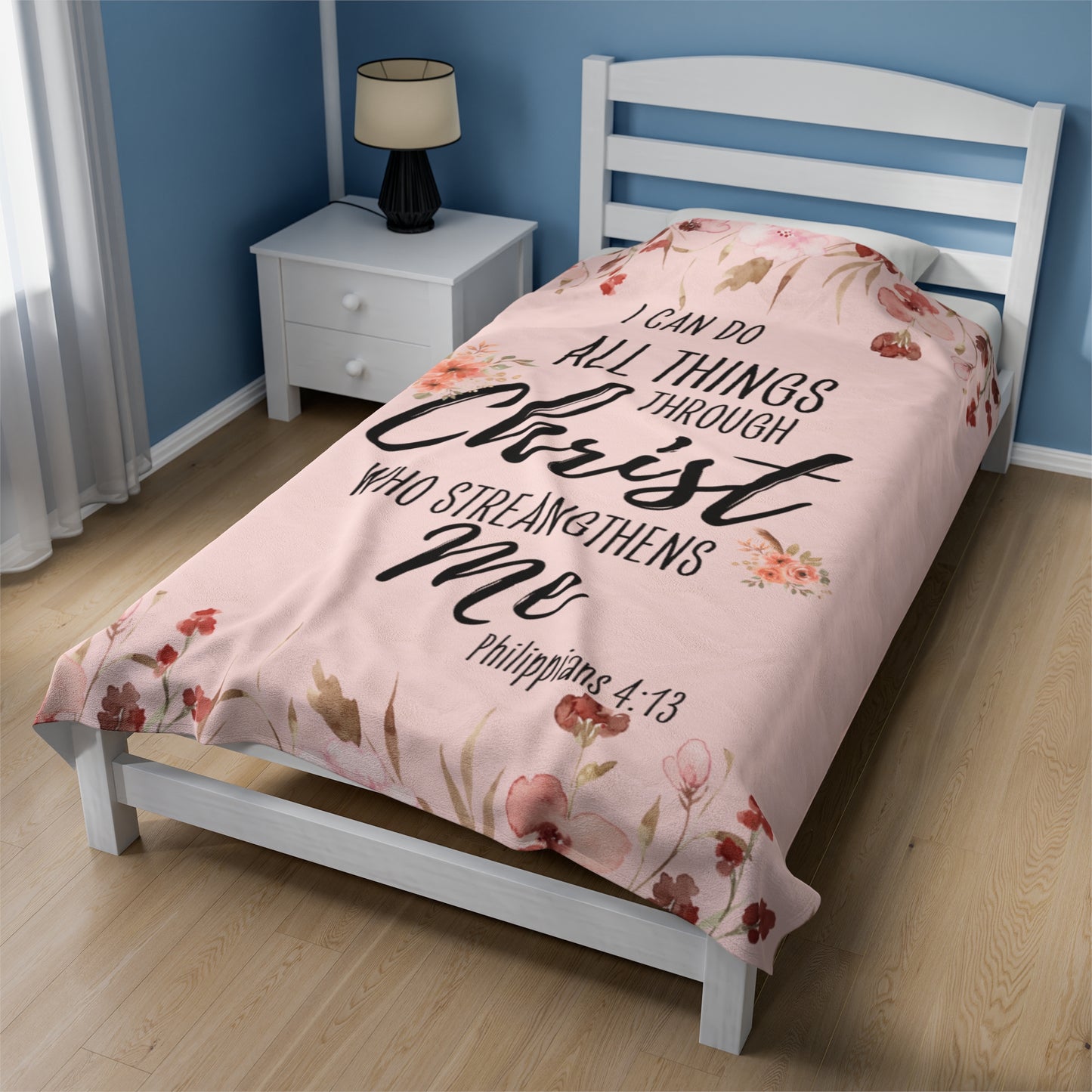 I Can Do All Things Through Christ Velveteen Plush Blanket