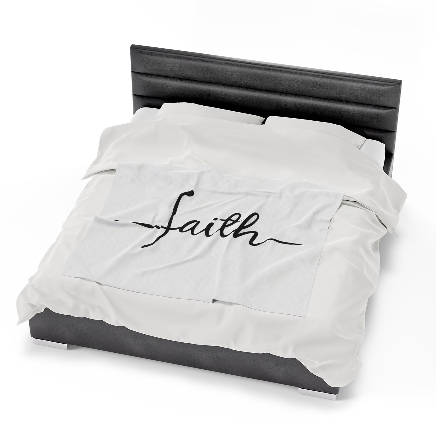 White Faith Velveteen Plush Blanket