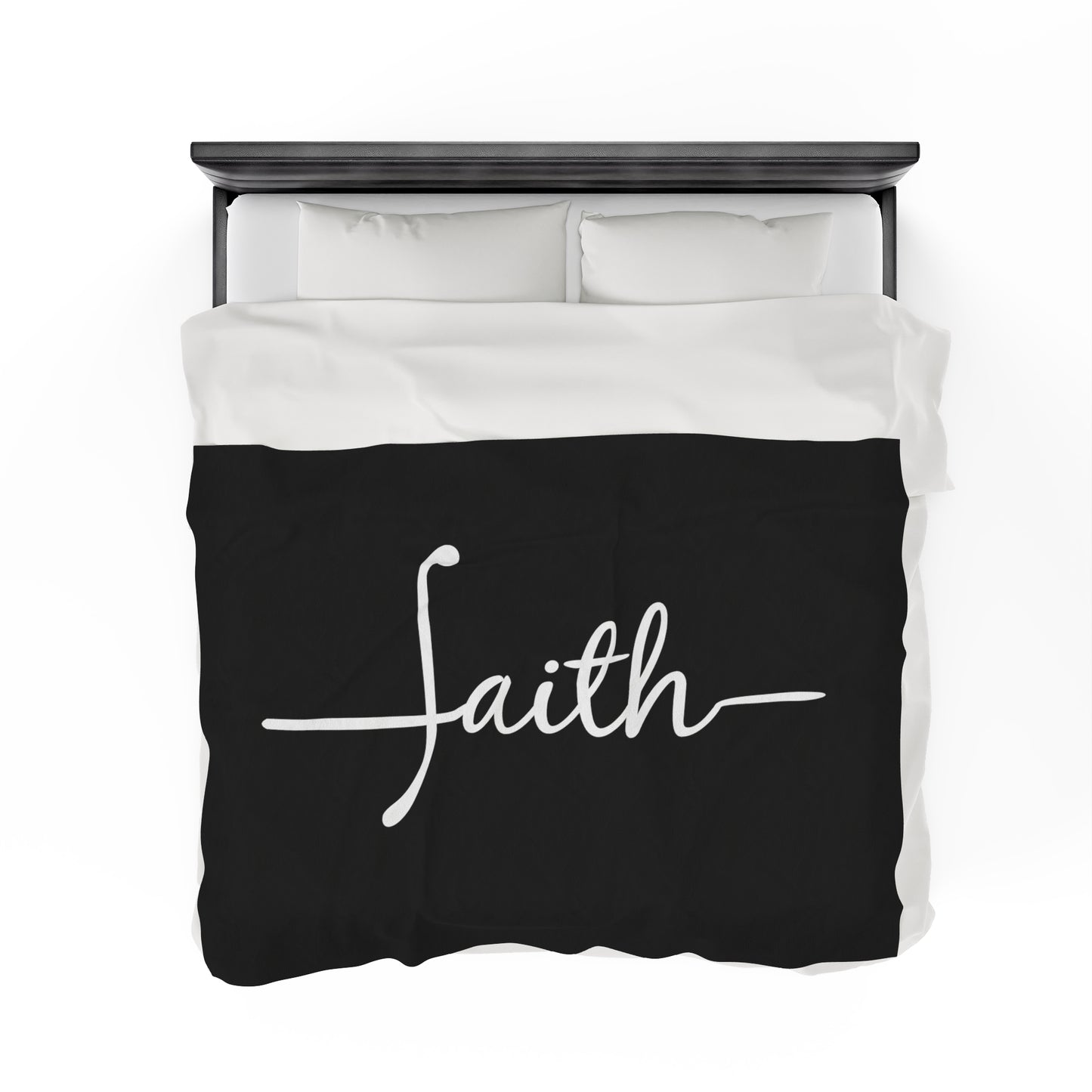 Black Faith Velveteen Plush Blanket