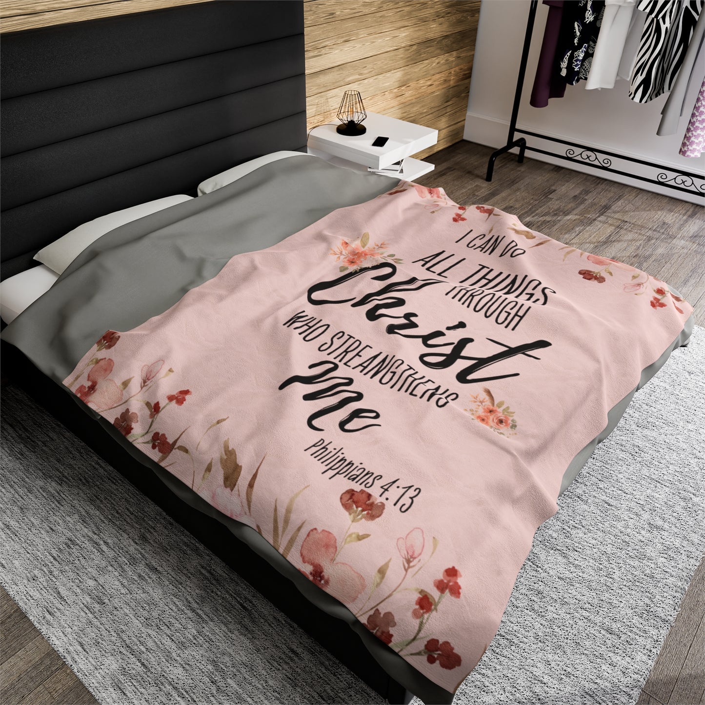 I Can Do All Things Through Christ Velveteen Plush Blanket