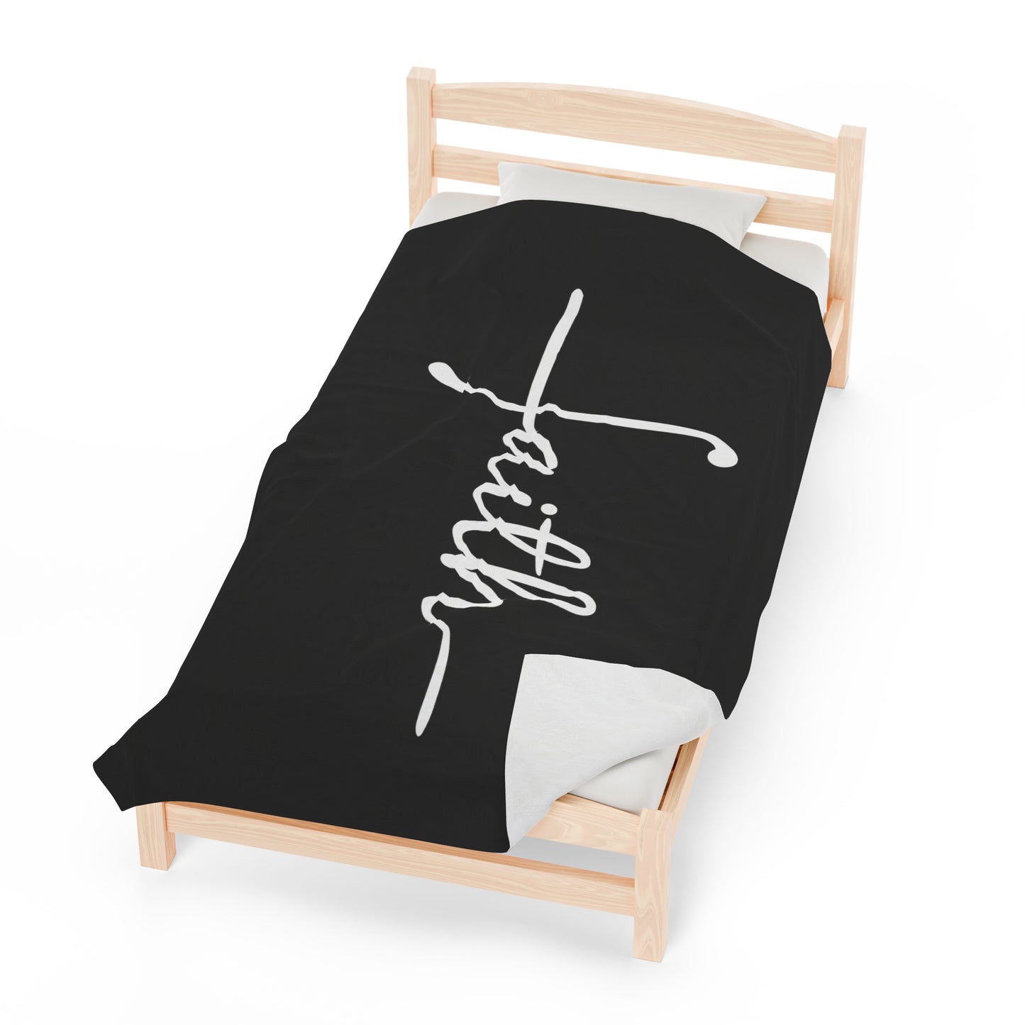 Black Faith Velveteen Plush Blanket