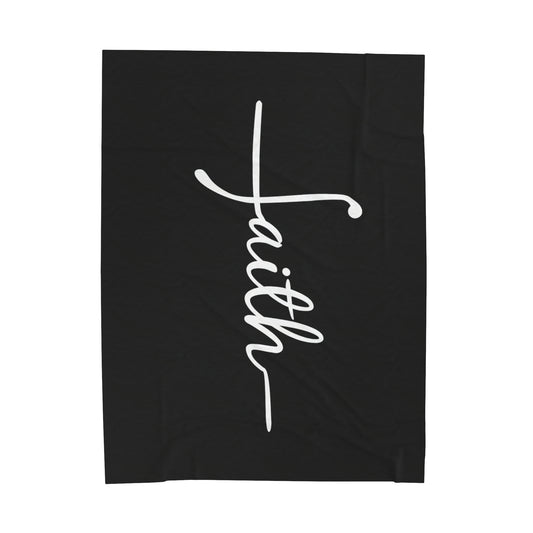 Black Faith Velveteen Plush Blanket