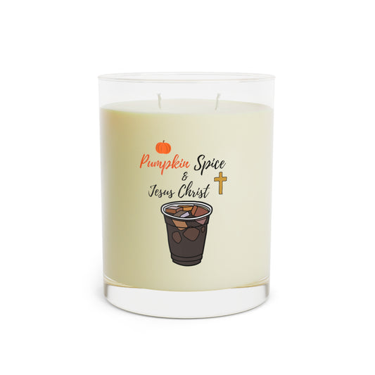 Pumpkin Spice & Jesus Christ Scented Candle - Full Glass, 11oz