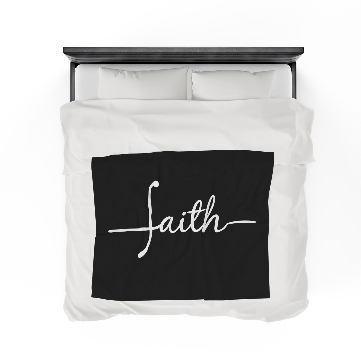 Black Faith Velveteen Plush Blanket