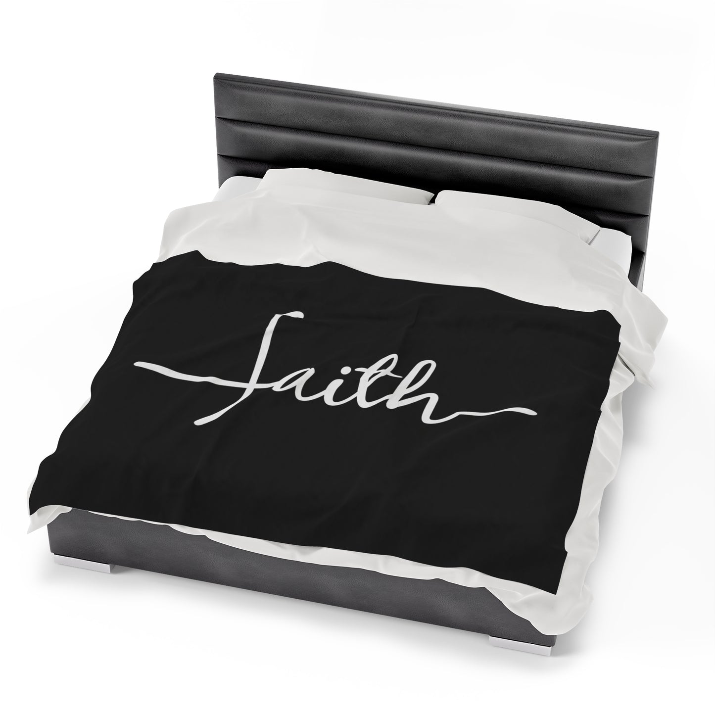 Black Faith Velveteen Plush Blanket